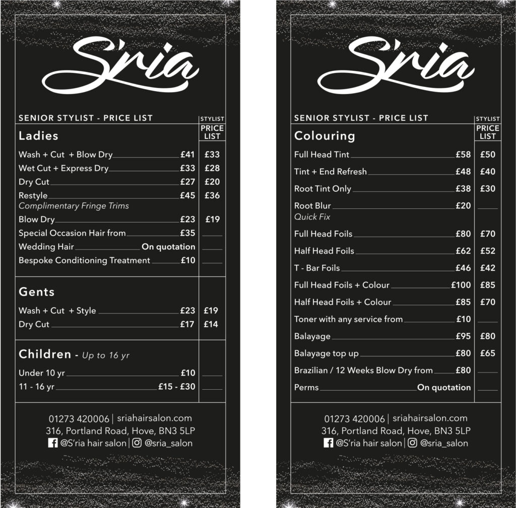 Sria-Price-List